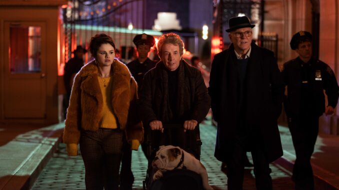 Only Murders In The Building Only Murders In The Building -- Episode 101 -- Mabel (Selena Gomez), Oliver (Martin Short), and Charles (Steve Martin), shown. Photo by: Craig Blankenhorn/Hulu.